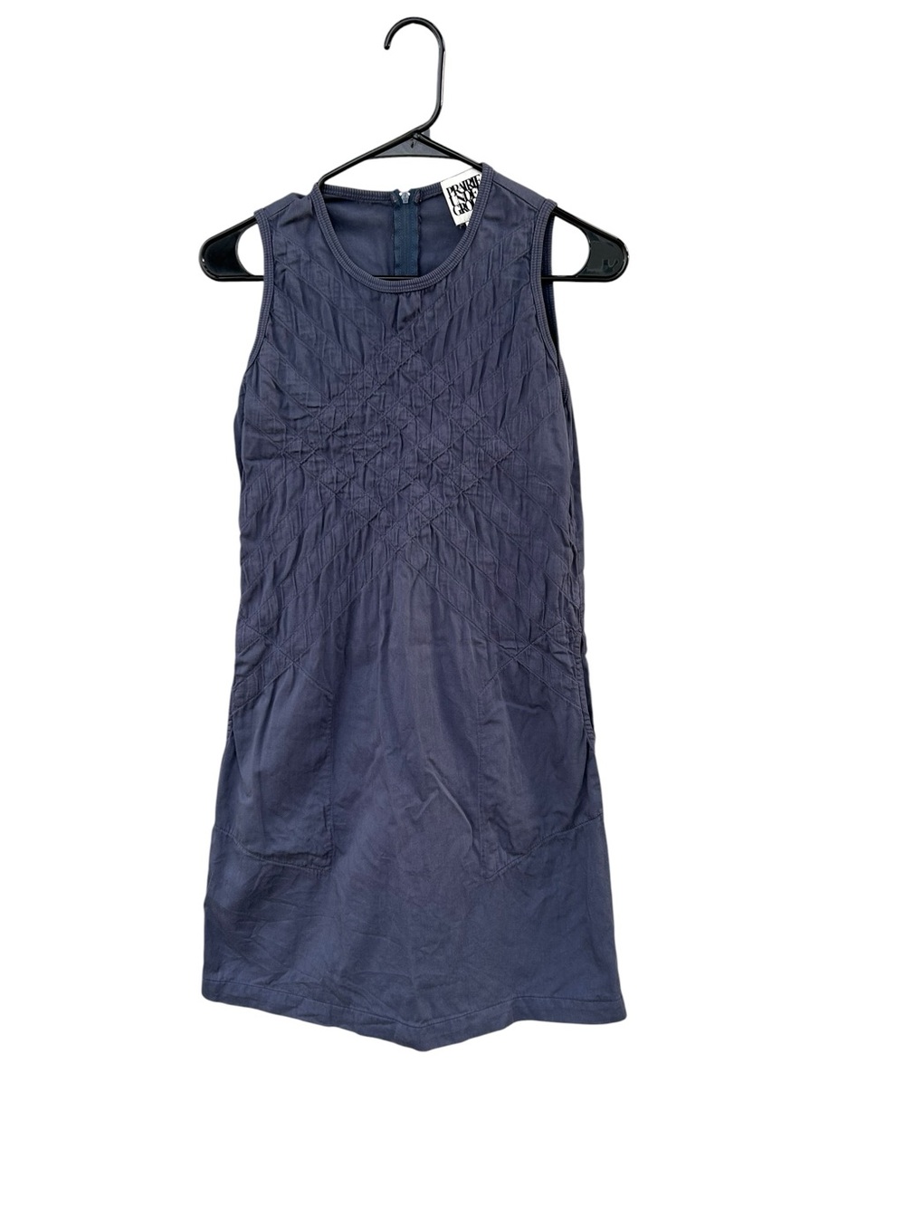 Prairie Underground Sleeveless Organic Cotton Breccia Gray Smocked Dress - XS
